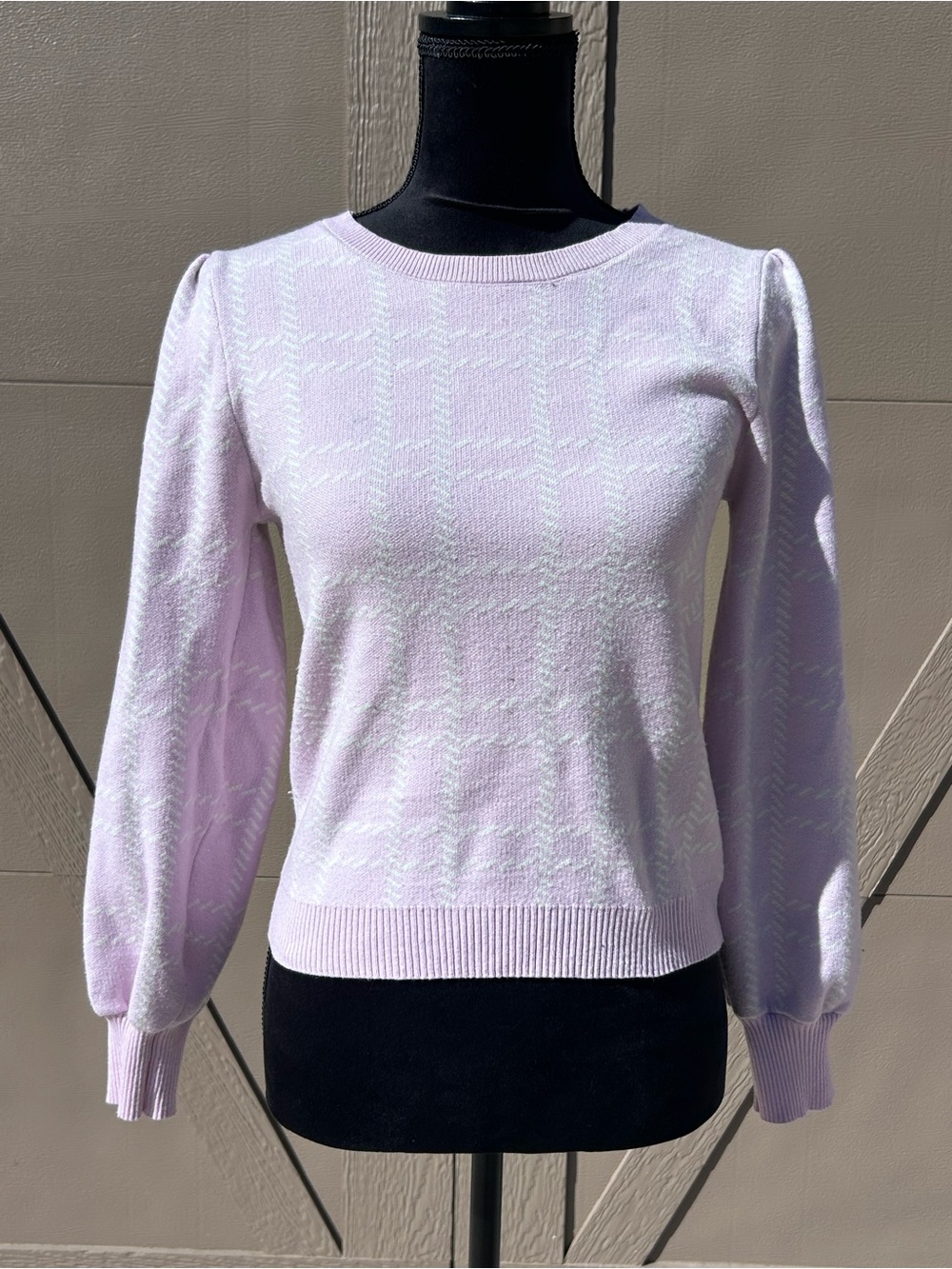 Light Pink Puff-Sleeve Women's Sweater